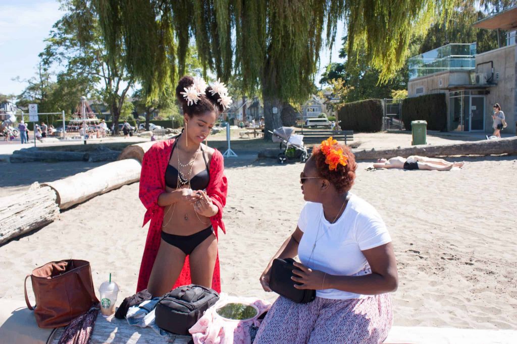 Blk Creatives | Afro Puff Flowers | Black Bikini | Tilda Kimono | Red CoverUp | Black Girl Magic