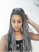 High Ponytail In Silver Grey Box Braids