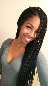 Black to Dark Green/ Emerald Ombre Box Braids | Protective style for natural hair