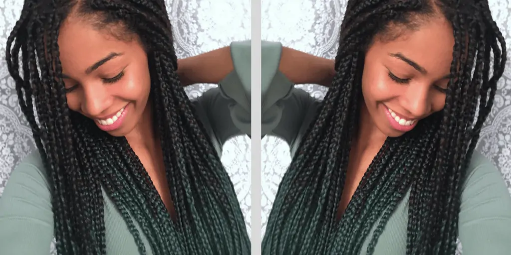 Green Ombre Box Braids | Natural Hair Blogger | Coloured Protective Style | Green / Black /Emerald Braids