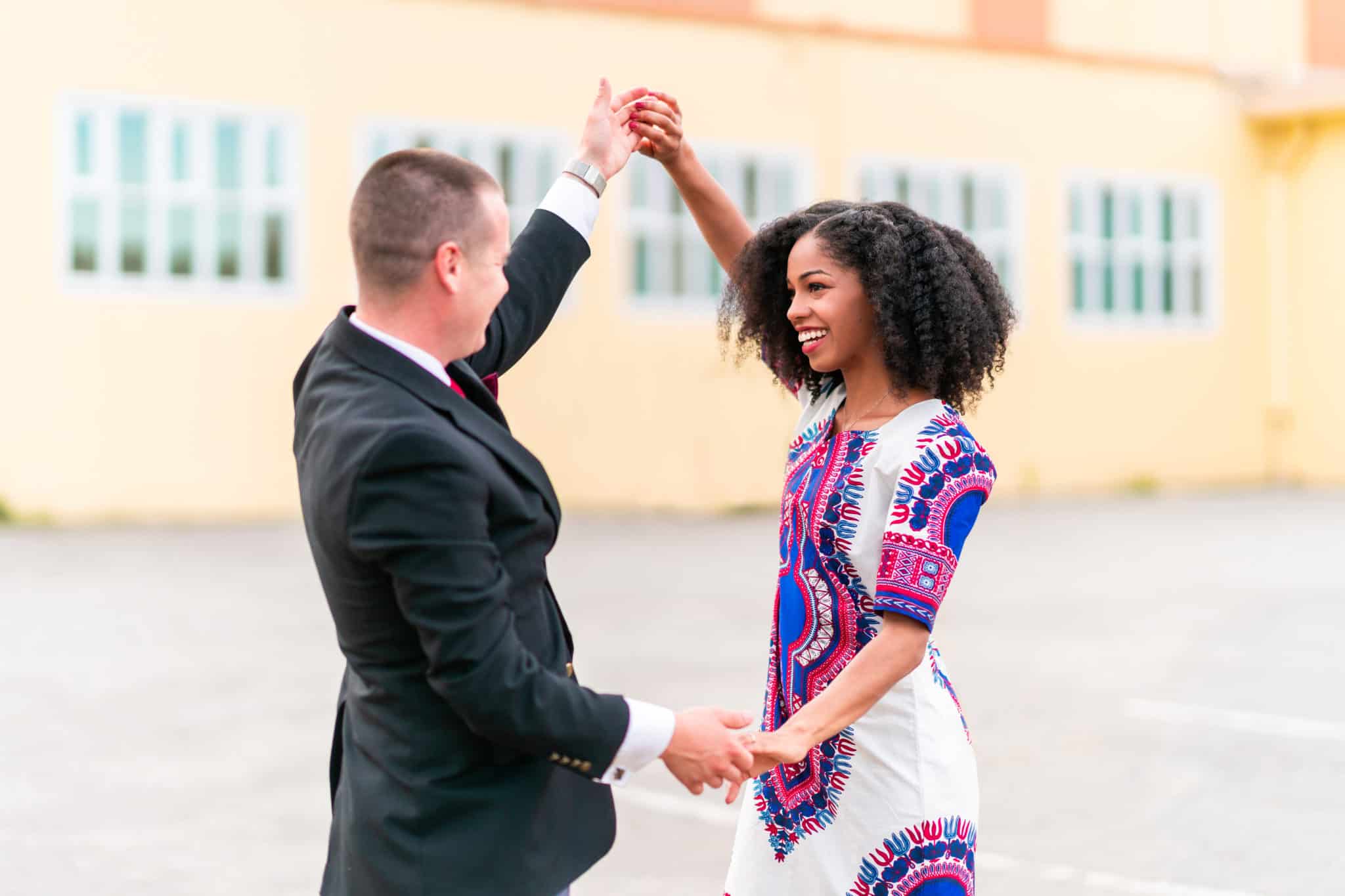 Natural Hair Engagement Photo | African Print Dress