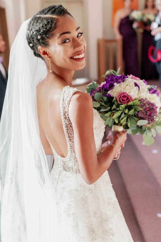 Natural Hair Bride - Type 4 Curls worn in Braided Wedding Updo