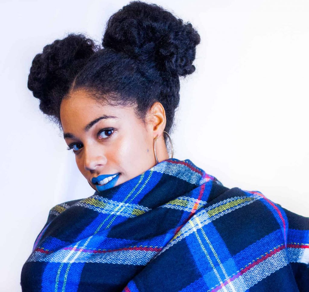 Bright Blue Bold lipstick on black woman | Mac Cosmetics Blue Bang | Natural Hair Styles