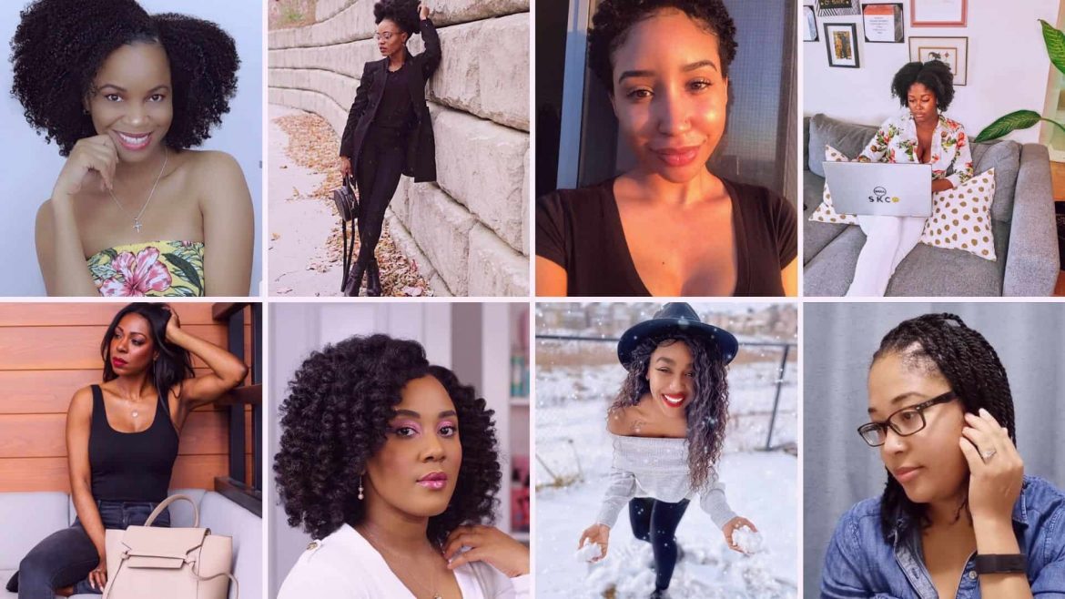 Collage of Black Canadian Influencers/ Black Canadian Bloggers, Youtubers and Content Creators