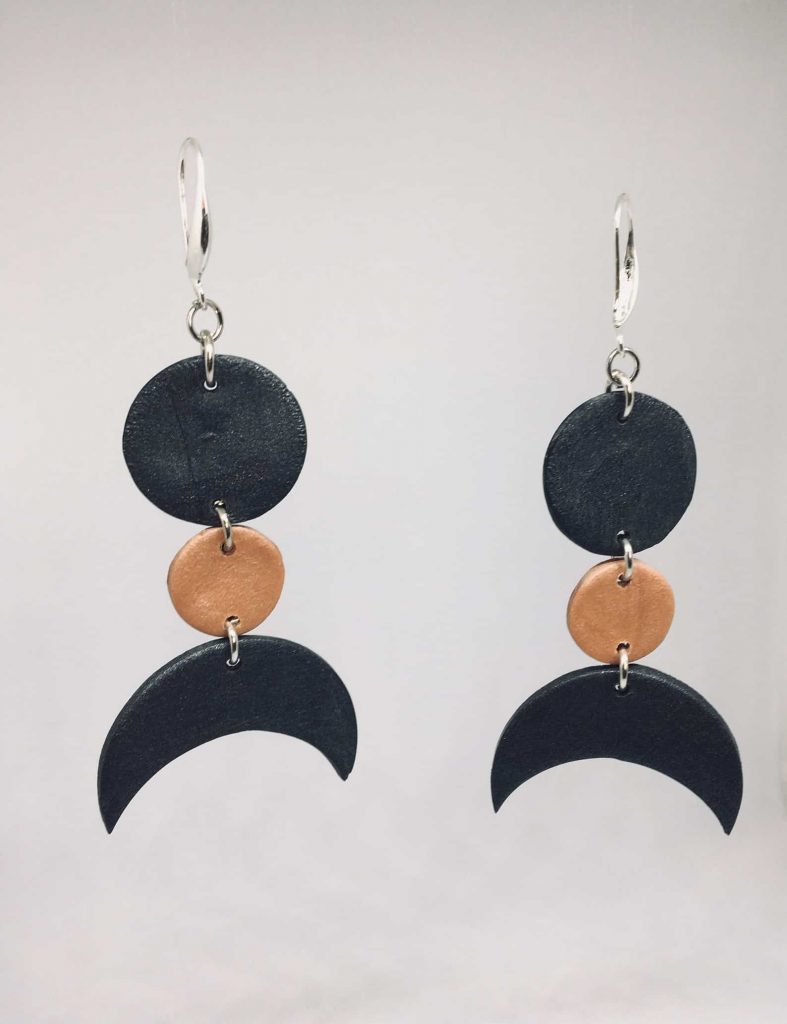 KhokhoDesigns Clay Gold and Black hanging earrings | Black Etsy