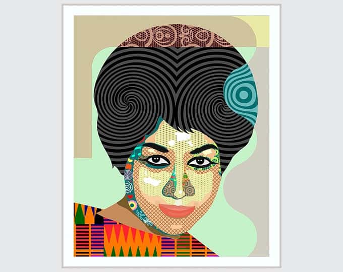 , Aretha Franklin Art, Queen Of Soul Celebrity Poster | LanreStudio | Black Artist