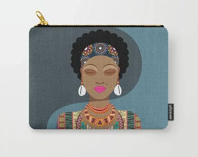 Black Girl Purse, Ankara Wallet Diva Afro Hair | LanreStudio | Canadian Etsy Seller