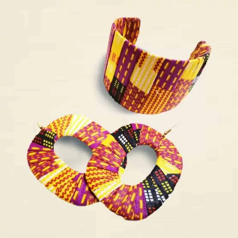 African fabric bangle/african earring | Canadian Etsy Seller