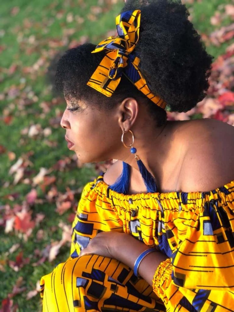 African Dress Short neckline with puffed sleeves | TheclaCreations