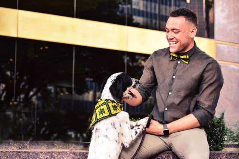 Afrocentric Etsy Gifts for men | African Print Yellow Bow Ties and Dog Bandana
