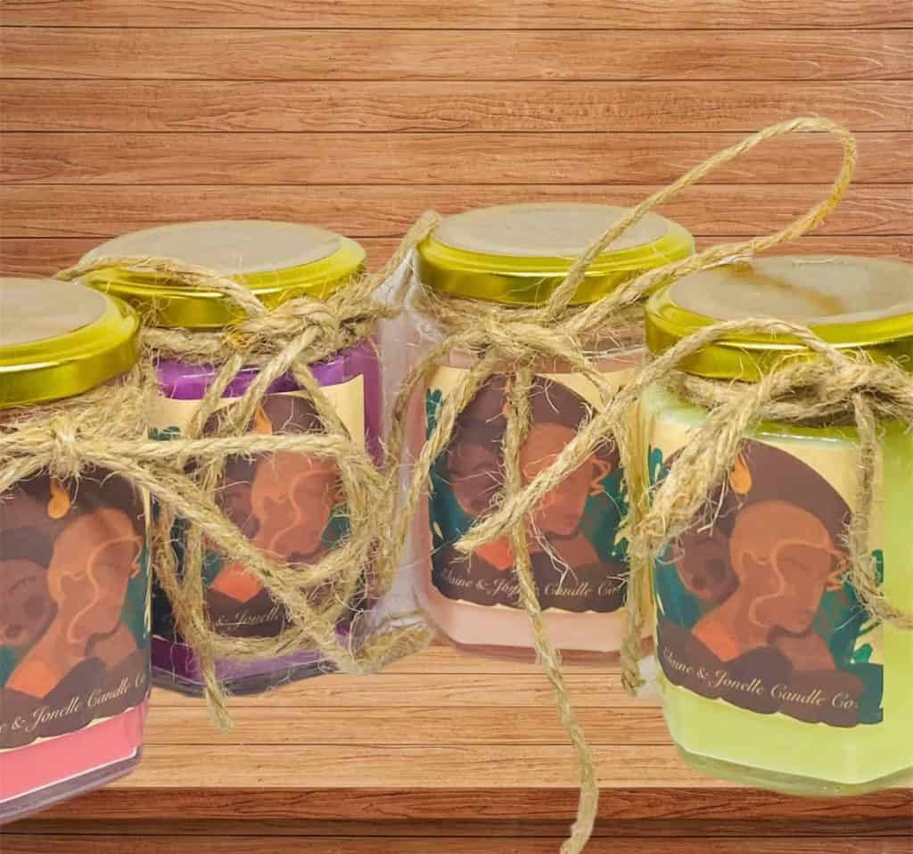Elaine Jonelle Candles with Rustic twine | Black Owned Customizable scented soy wax candles