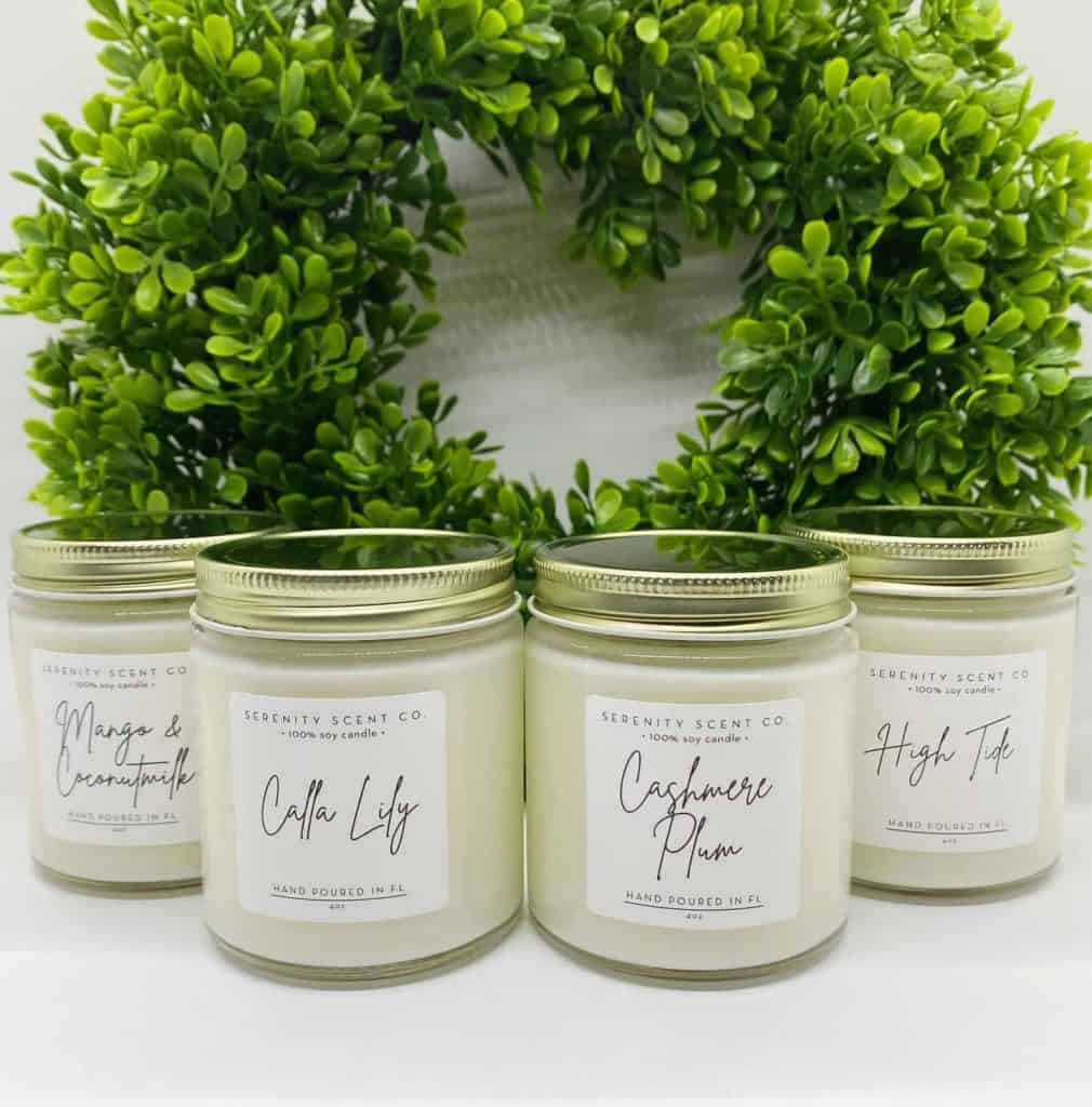 100% Soy Wax Candles | Black Owned Serenity Scent Co | Gold and White minimalism