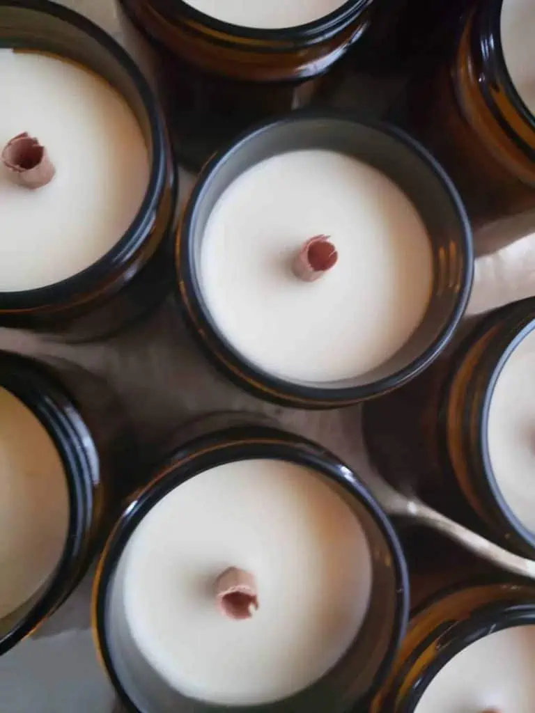 Overhead view of Beeswax Candles on Etsy