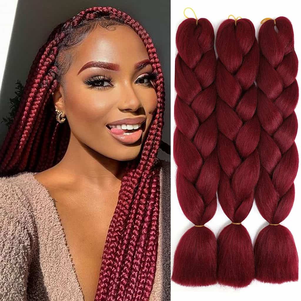 Full Burgundy Braiding hair for box braids - Black Little Mermaid Hair Inspiration