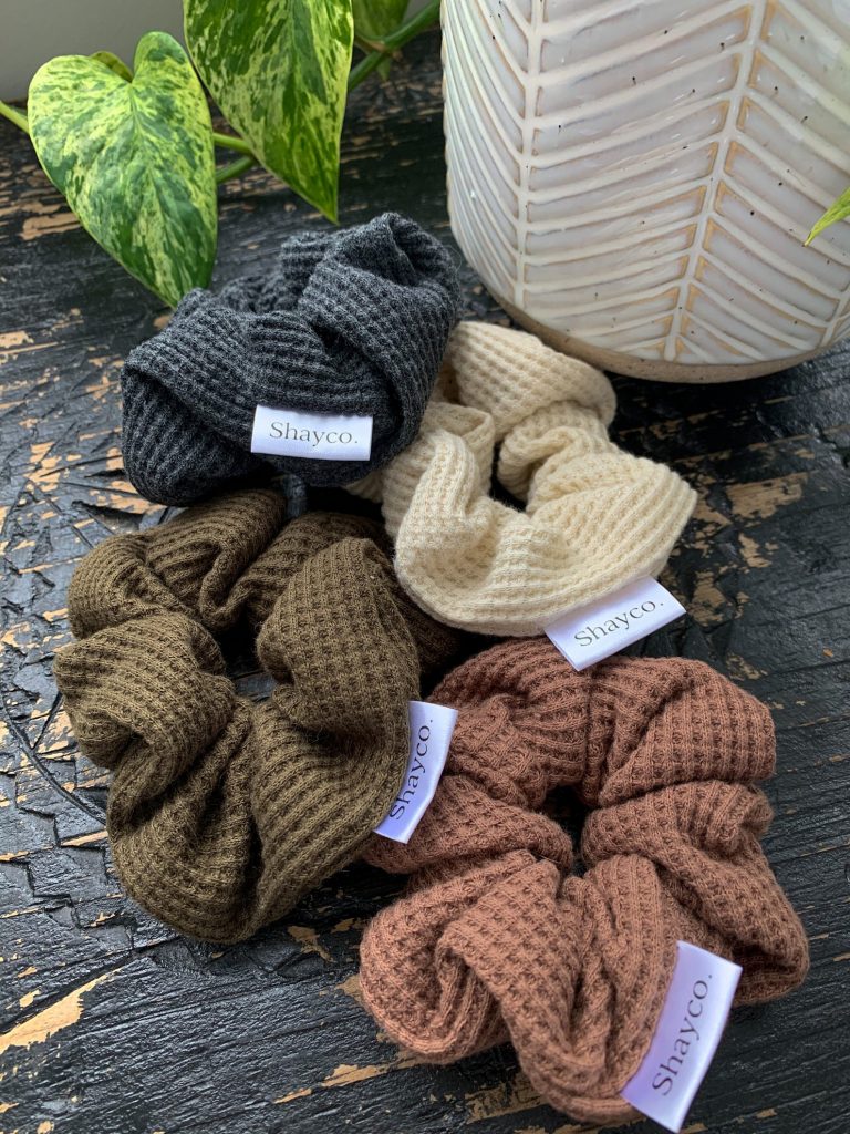 Cold Weather Scrunchies- Organic Cotton Waffle from Etsy - ShayCo