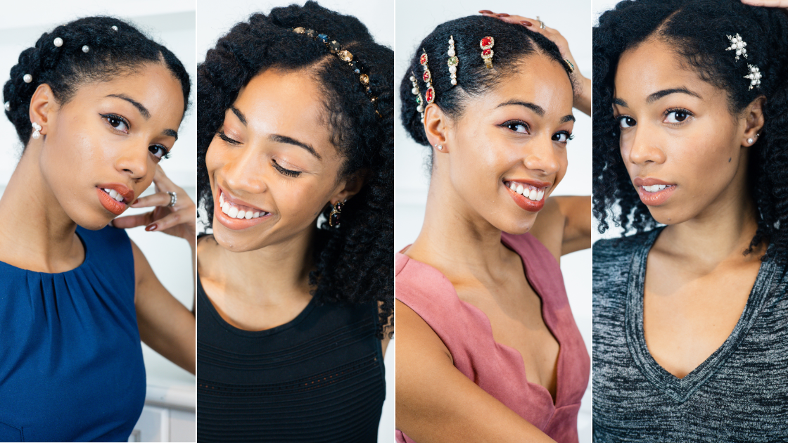 4 Holiday Part Hairstyles | bejewelled Natural Hair Accessories